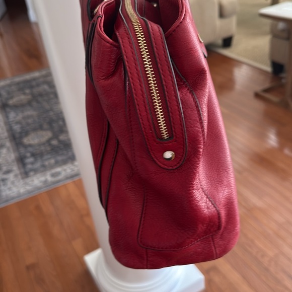 B. Makowsky Crimson leather handbag with animal print interior. just fabulous! - Picture 5 of 14